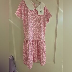 Lila and Hayes Libby Pink and White Bunny Pattern Dress